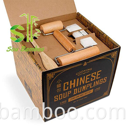 Custom package bamboo steamer set